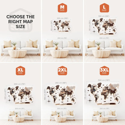 3D LED / LUMINOUS Wooden World Map 3.0 Cappuccino