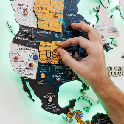 3D LED / LUMINOUS Wooden World Map 3.0 Country