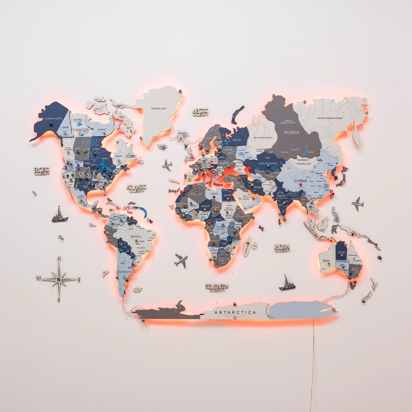 3D LED / LUMINOUS Wooden World Map 3.0 Cruise