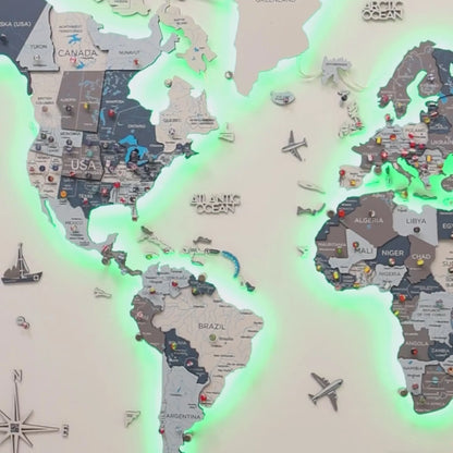 3D LED / LUMINOUS Wooden World Map 3.0 Cruise