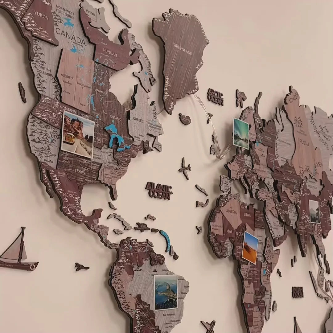 3D LED / LUMINOUS Wooden World Map 3.0 Duna