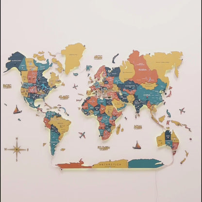 3D LED / LUMINOUS Wooden World Map 3.0 Indie