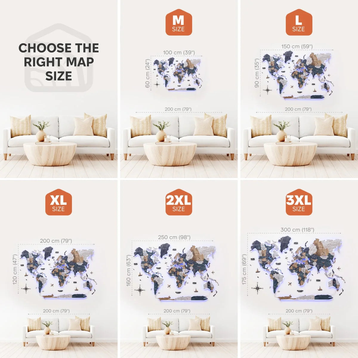 3D LED / LUMINOUS Wooden World Map 3.0 Mystery