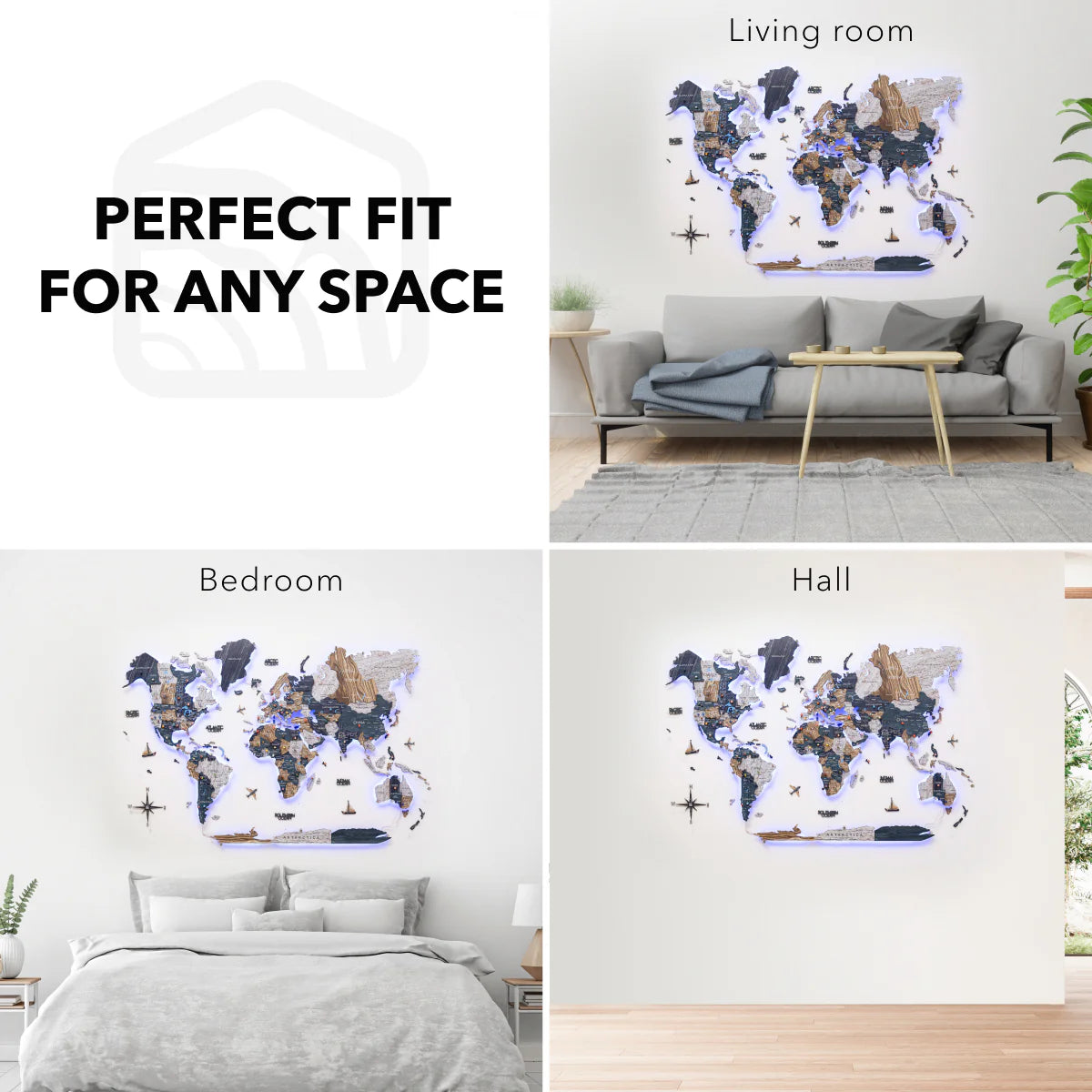 3D LED / LUMINOUS Wooden World Map 3.0 Mystery