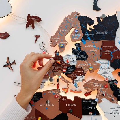 3D LED / LUMINOUS Wooden World Map 3.0 Rustic
