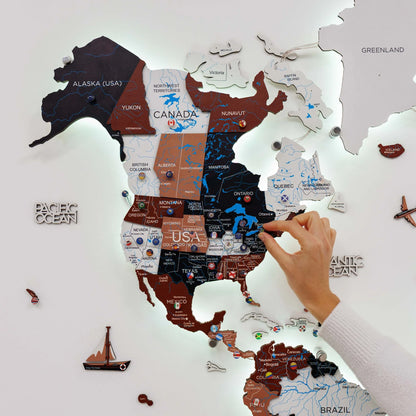 3D LED / LUMINOUS Wooden World Map 3.0 Rustic