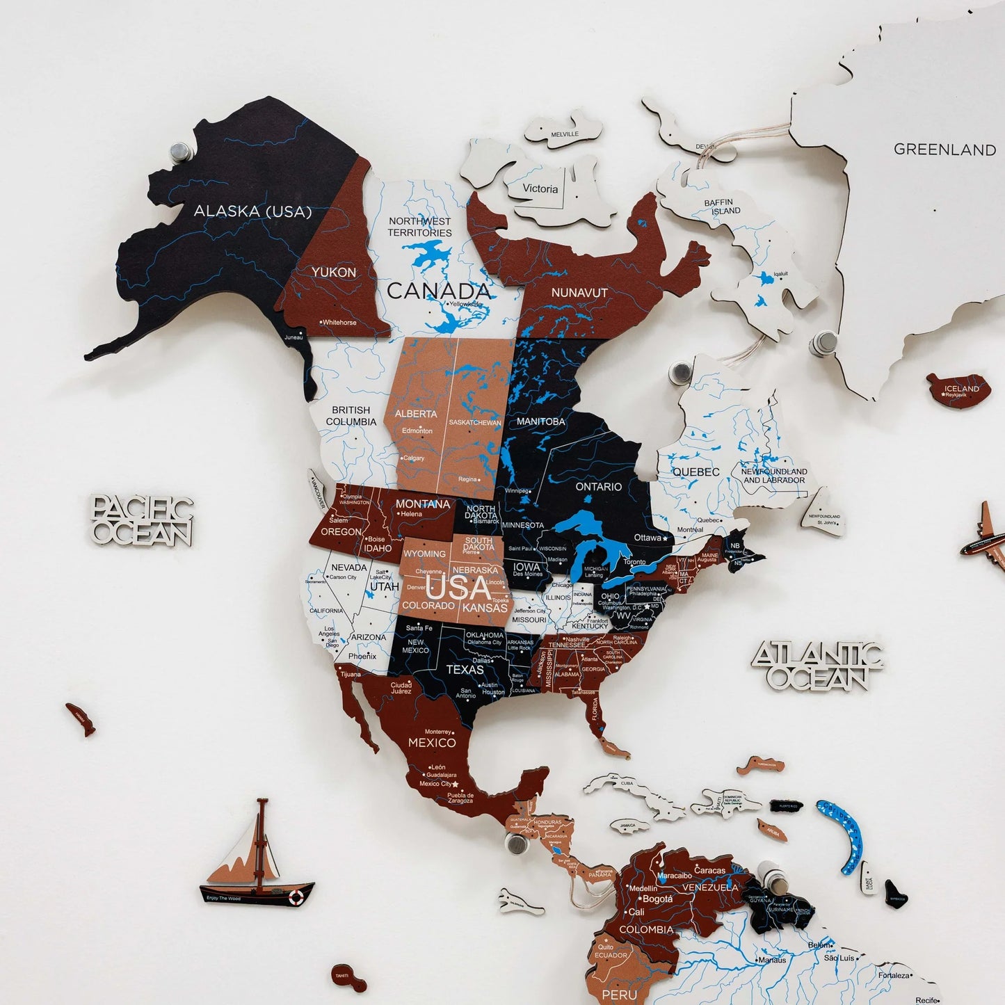 3D LED / LUMINOUS Wooden World Map 3.0 Rustic