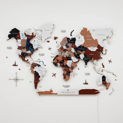 3D LED / LUMINOUS Wooden World Map 3.0 Rustic