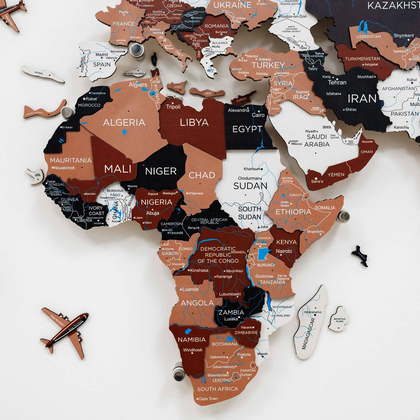3D LED / LUMINOUS Wooden World Map 3.0 Rustic