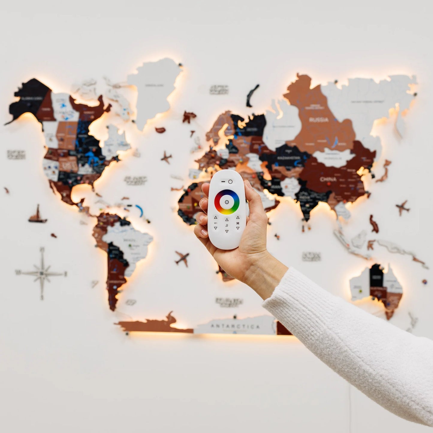 3D LED / LUMINOUS Wooden World Map 3.0 Rustic