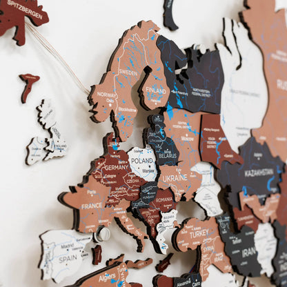 3D LED / LUMINOUS Wooden World Map 3.0 Rustic