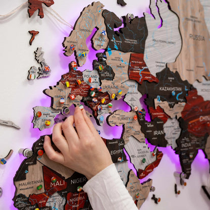 3D LED / LUMINOUS Wooden World Map 3.0 Urban