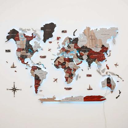 3D LED / LUMINOUS Wooden World Map 3.0 Urban