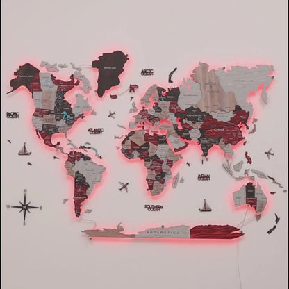 3D LED / LUMINOUS Wooden World Map 3.0 Urban