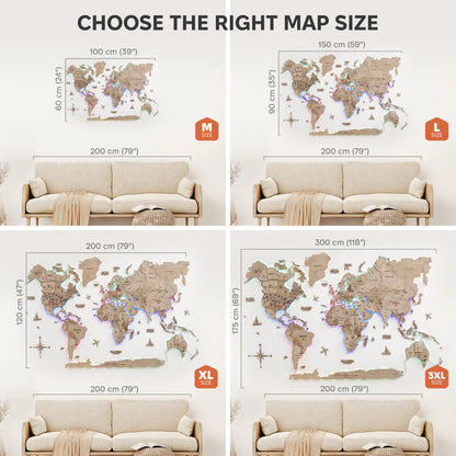 3D LED Wooden World Map 2.0 Terra