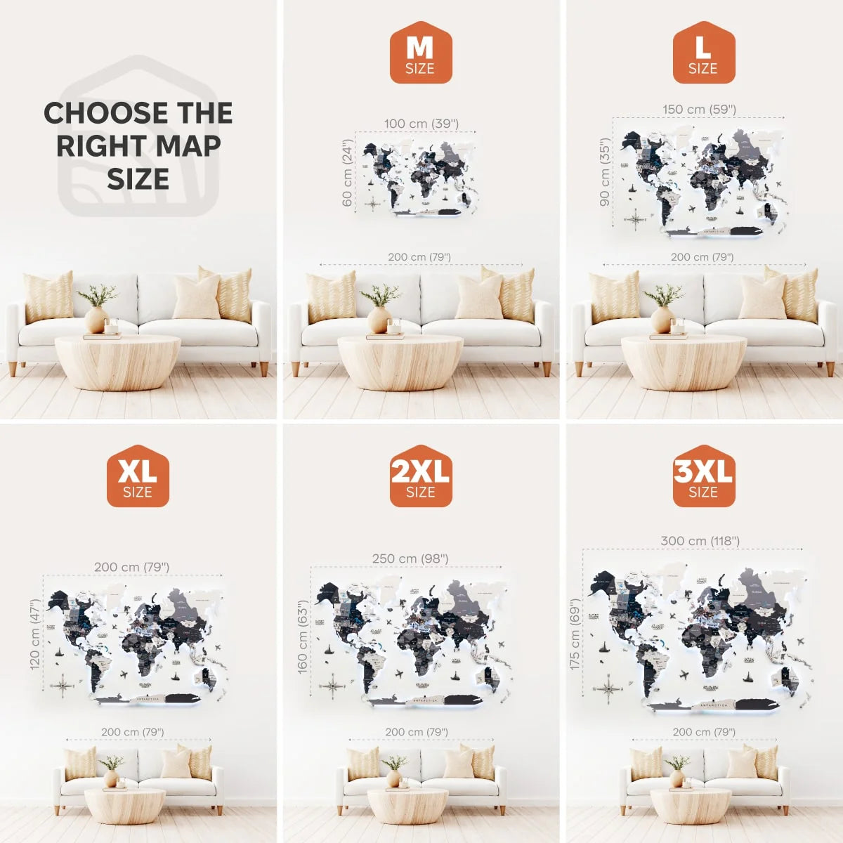 3D LED / LUMINOUS Wooden World Map 3.0 Nordik