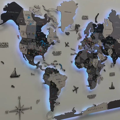3D LED / LUMINOUS Wooden World Map 3.0 Nordik