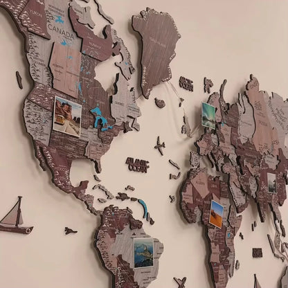 3D LED / LUMINOUS Wooden World Map 3.0 Ocean