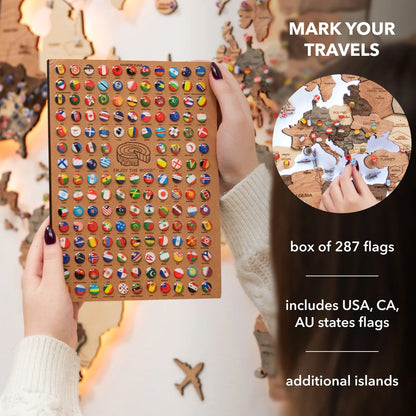 3D LED Wooden World Map 3.0 Smokey