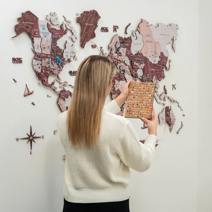 3D LUMINOUS LED Wooden World Map 2.0 Cappuccino