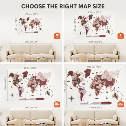 3D LUMINOUS LED Wooden World Map 2.0 Cappuccino