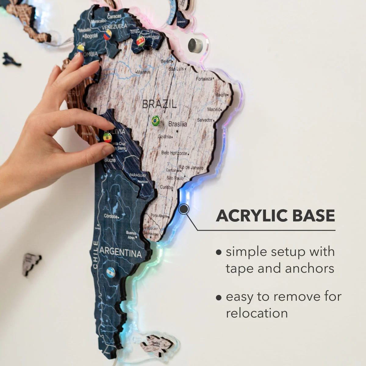 3D LUMINOUS LED Wooden World Map 2.0 Mystery