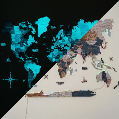 3D LUMINOUS LED Wooden World Map 2.0 Mystery