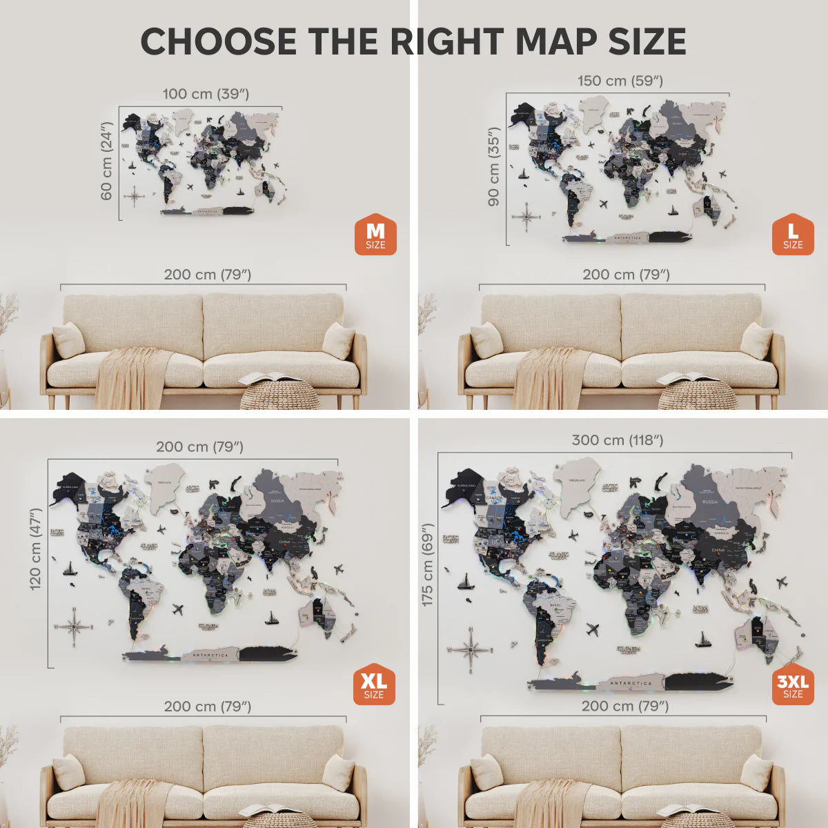 3D LUMINOUS LED Wooden World Map 2.0 Nordik
