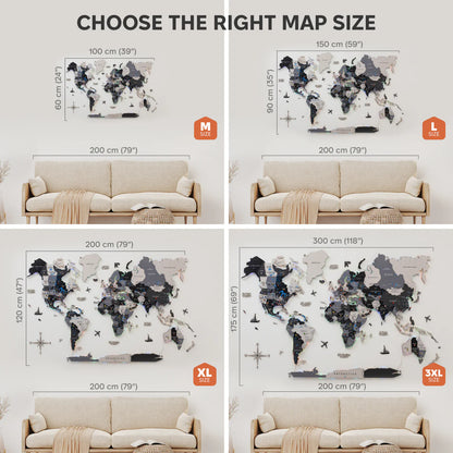 3D LUMINOUS LED Wooden World Map 2.0 Nordik