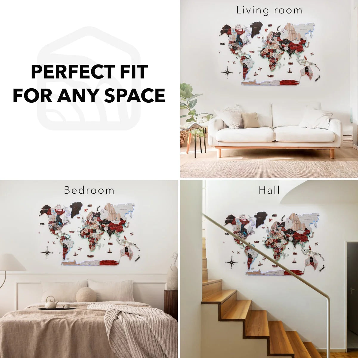 3D LUMINOUS LED Wooden World Map 2.0 Urban