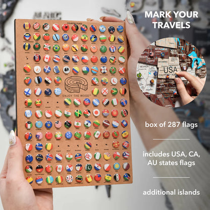 3D Wooden World Map Cappuccino
