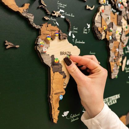 3D Wooden Map on Board Multicolor - Green