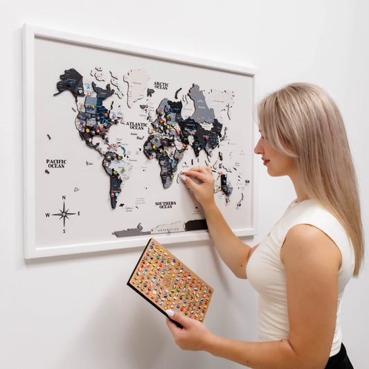 3D Wooden Panel World Map - Nordik