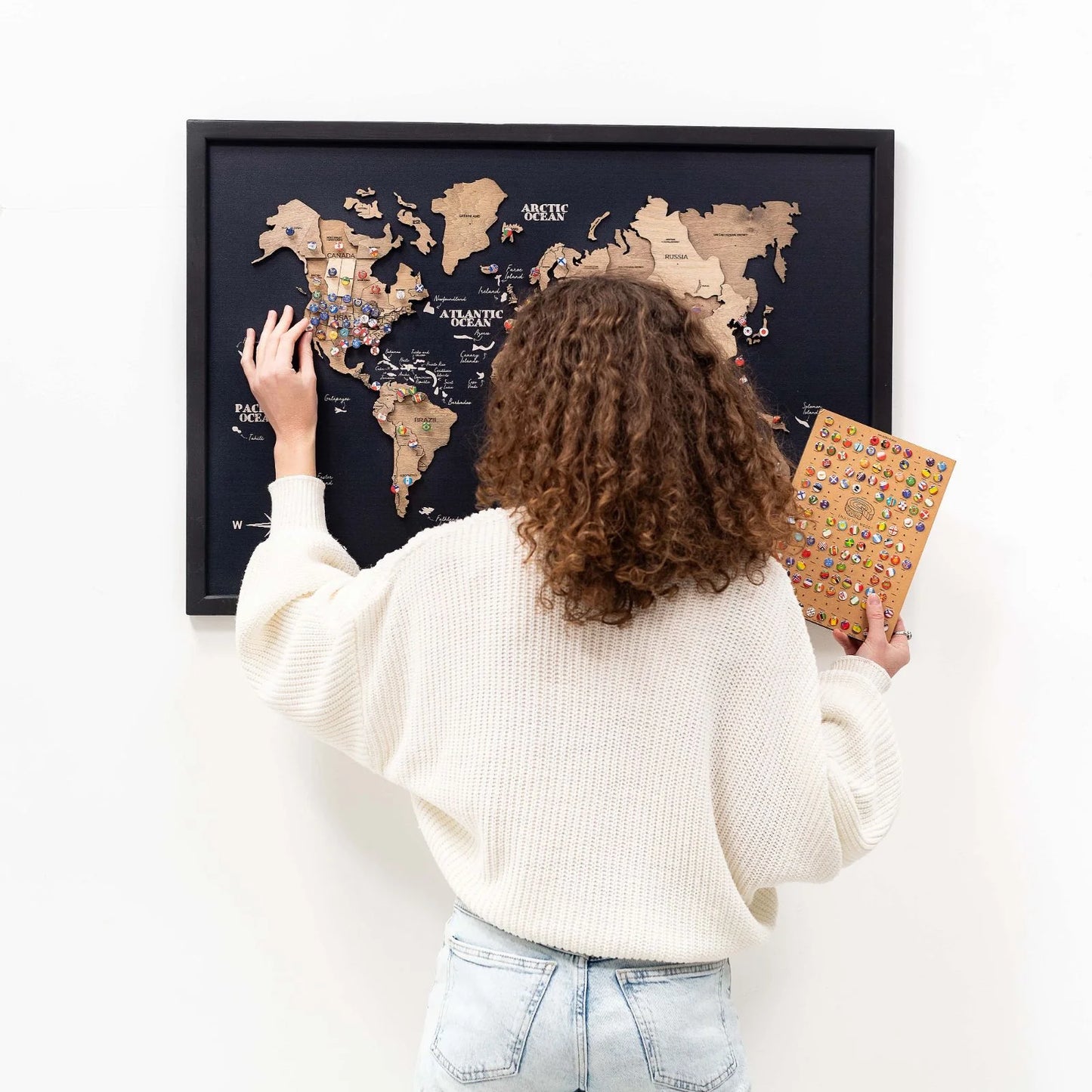 3D Wooden Panel World Map Terra