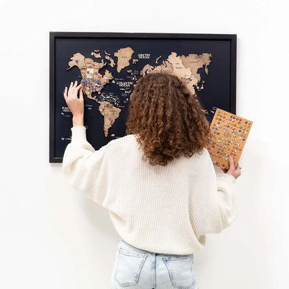 3D Wooden Panel World Map Terra