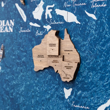3D Wooden Panel World Map Terra
