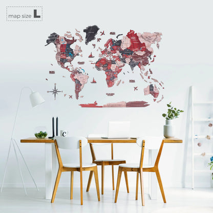 3D Wooden World Map Cliff