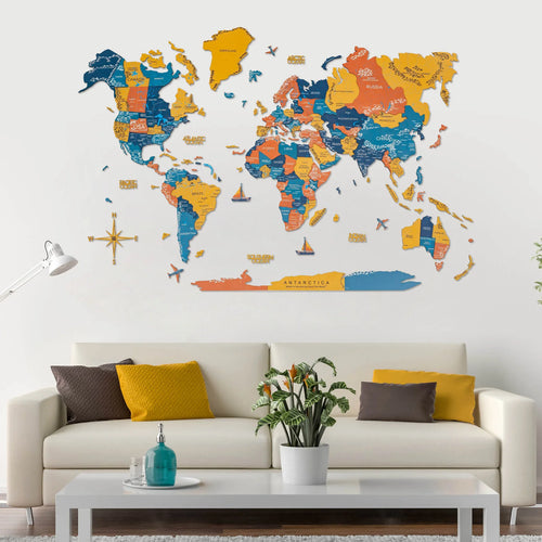 3D Wooden World Map Indie