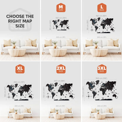 3D Wooden World Map Midnight