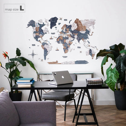 3D Wooden World Map Mystery