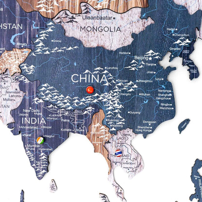 3D Wooden World Map Mystery