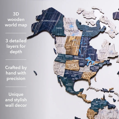 3D Wooden World Map Mystery