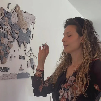 3D Wooden World Map Mystery