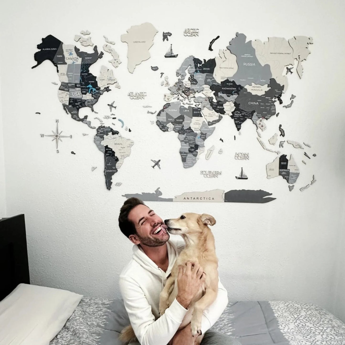 3D Wooden World Map Nordik