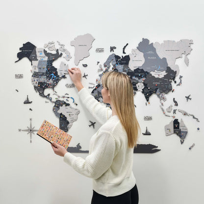 3D Wooden World Map Nordik