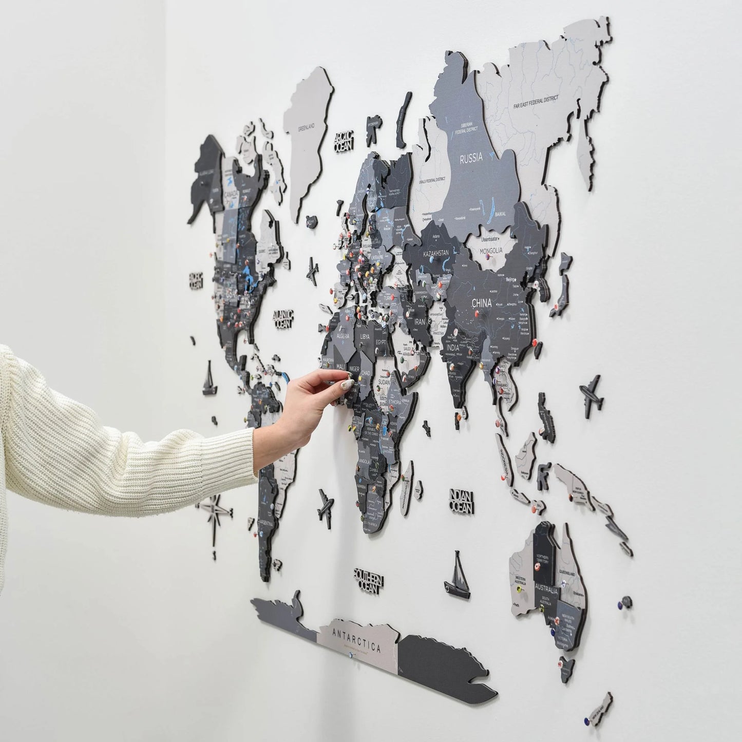 3D Wooden World Map Nordik