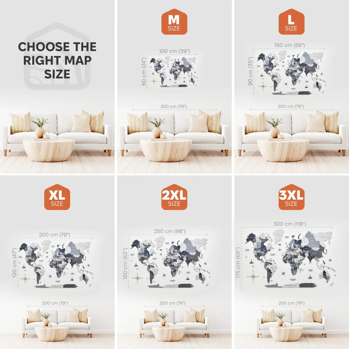 3D Wooden World Map Nordik