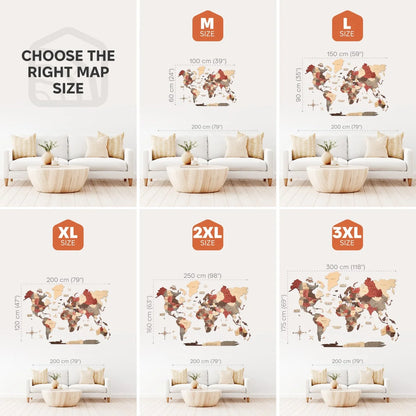 3D Wooden World Map Smokey