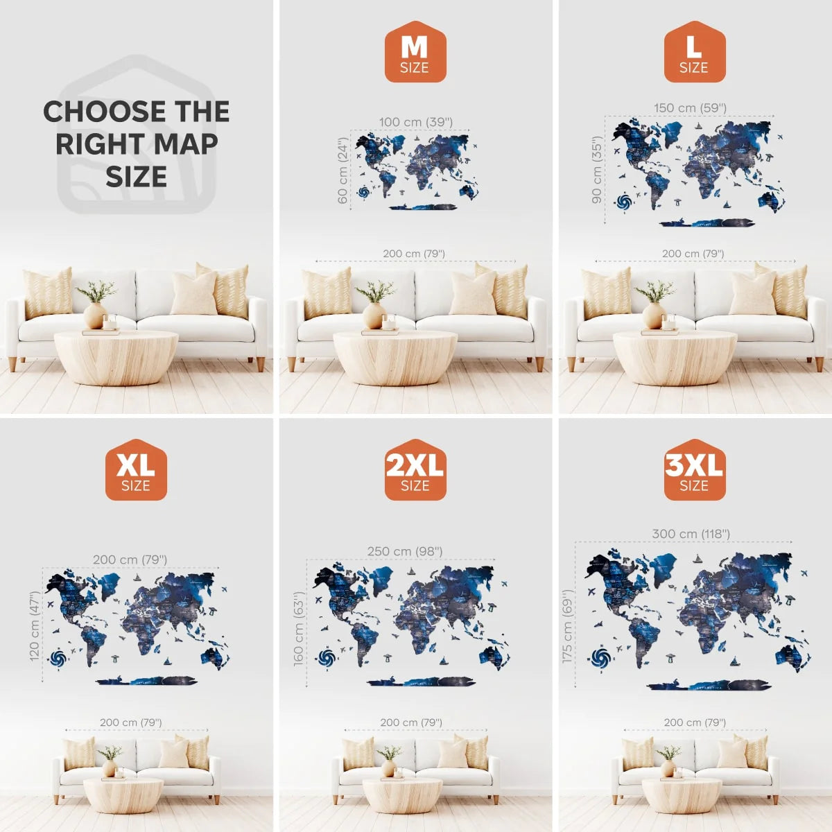 3D Wooden World Map Space