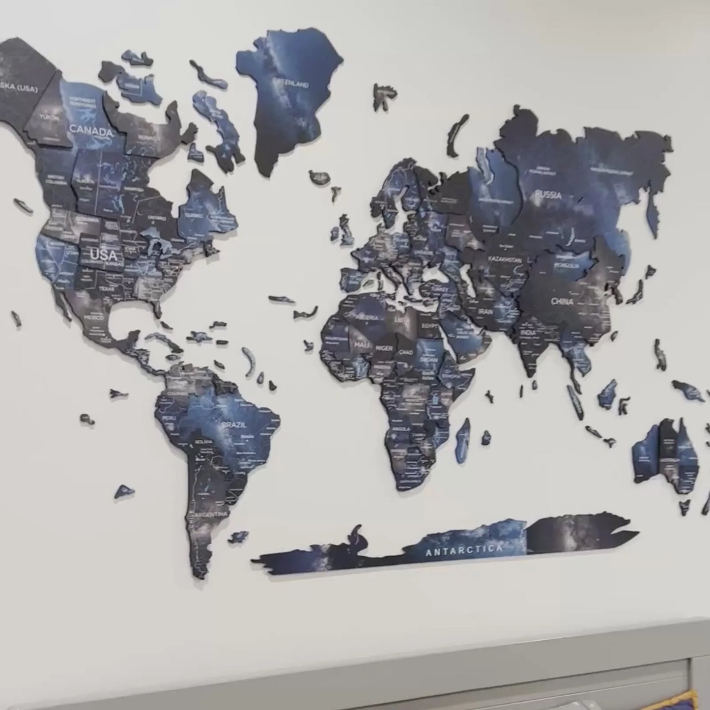 3D Wooden World Map Space